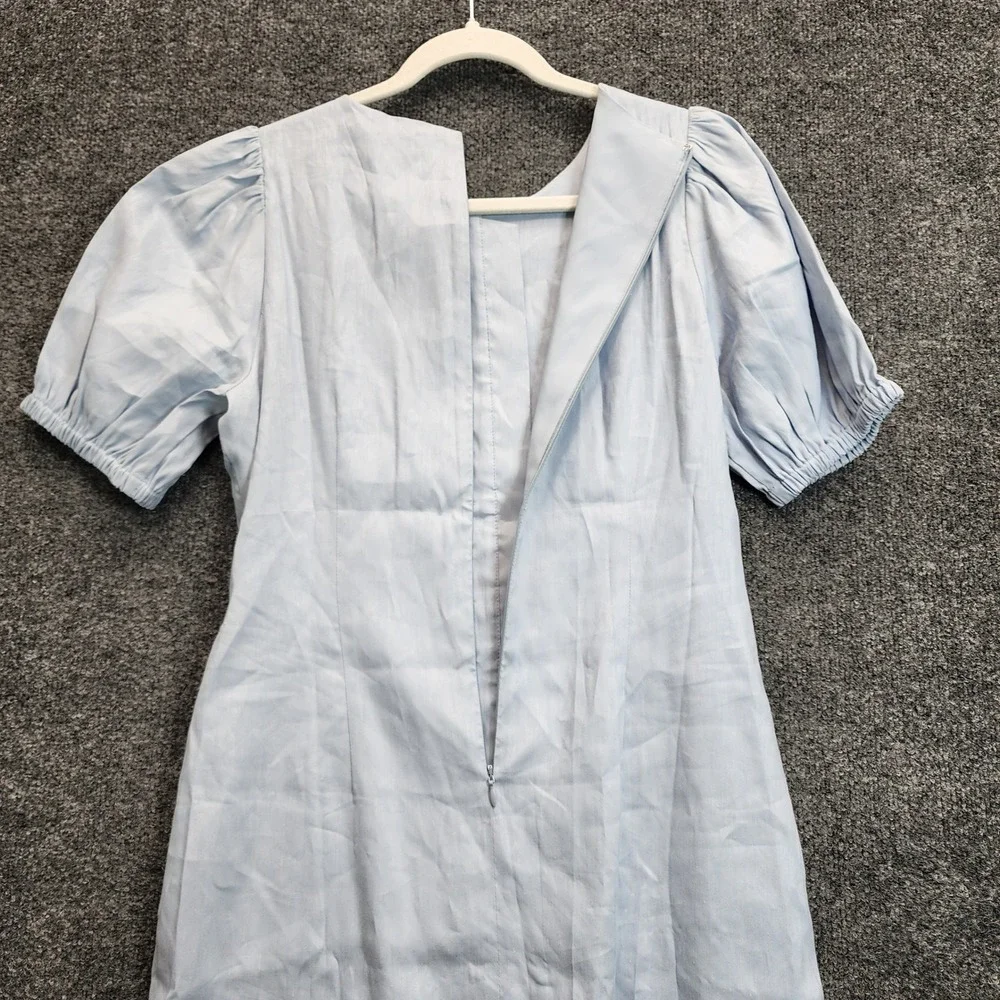 NWT J.Crew Women Linen Blend Puff Sleeve Button Front Cottagecore Mini Dress 4